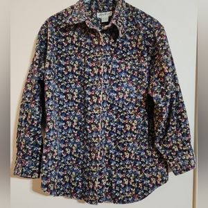 Vintage Eddie Bauer Corduroy Floral Shirt/Shacket Size M/Petite